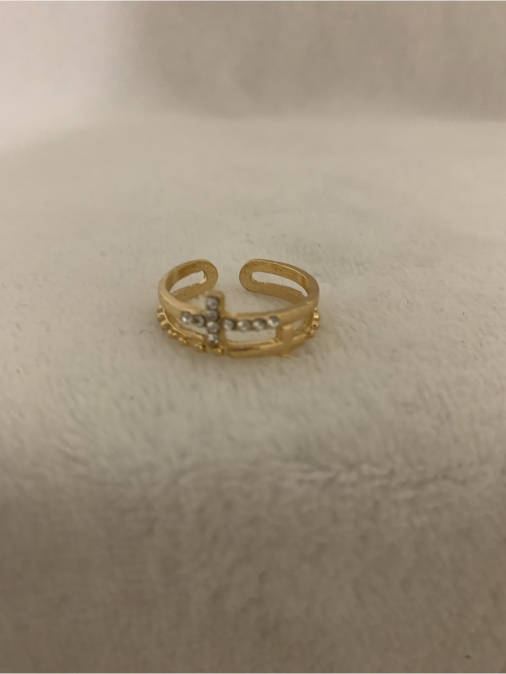 Gold-Tone Cross Accent Adjustable Ring - Women's Fashion Jewelry - Picture 2 of 4